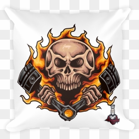 Piston Skull Pillow - Piston Flame Png, Transparent Png - fire skull png