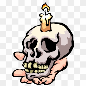 Vector Illustration Of Human Skull Held In Hand With - Halloween, HD Png Download - flaming skull png
