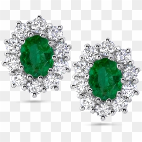 Transparent Diamond Ruby Or Sapphire Emerald Earrings - Emerald Earring With Diamonds, HD Png Download - green diamond png