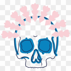 Skull Line Vector, HD Png Download - blue skull png
