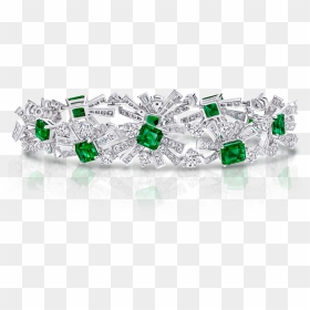 A 21 Cts Colombian Emerald And Diamond Threads Bracelet - Emerald Graff Bracelet, HD Png Download - green diamond png