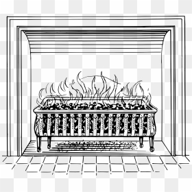 Fireplace Clip Arts - Fireplace Clip Art Black And White, HD Png Download - christmas fireplace png