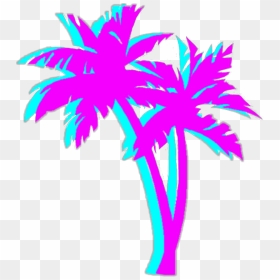 Bright Colorful Neon Aesthetic Tumblr Vaporwave - Vaporwave Palm Tree Transparent Background, HD Png Download - pink tree png