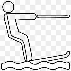 Water Skier, Tow Rope, Black And White, Png - Water Skiing Drawing, Transparent Png - rope line png