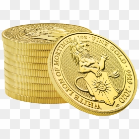 2020 Bullion Queen"s Beasts The White Lion Of Mortimer - Tanjung Simpang Mengayau, HD Png Download - coin stack png
