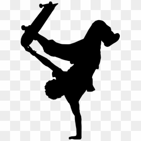 Silhouette Skateboarder, HD Png Download - skateboard silhouette png