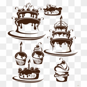 Wedding Cake Birthday Cake Cupcake - Vector Cake Silhouette, HD Png Download - birthday cake silhouette png