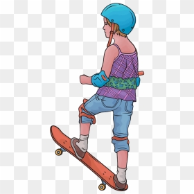 Little Girl Skateboarder Clipart - Skateboard Wheel, HD Png Download - skateboard silhouette png
