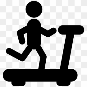 Person Running On A Treadmill Silhouette From Side - Stick Figure On Treadmill, HD Png Download - skateboard silhouette png