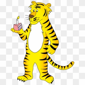 Tiger Clipart With Birthday Cake - Happy Birthday Day Tiger, HD Png Download - birthday cake silhouette png