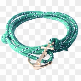 Gold Anchor Green Nylon Rope - Bracelet, HD Png Download - gold anchor png