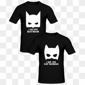 T Shirts Couples Batman Et Catwoman , T Shirt Couples - Tee Shirt Catwoman, HD Png Download - catwoman logo png