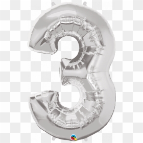 Gold Number 3 Balloon Png, Transparent Png - silver balloon png