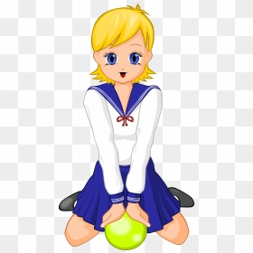 Anime Schoolgirl With Green Ball Clip Arts - School Girl Pin, HD Png Download - anime school girl png