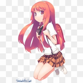 Com Jumping Anime Girl Render By Ninetailsfoxchan - School Girl Drawing Anime, HD Png Download - anime school girl png