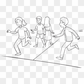 People Chasing One Another On The Lines Of A Basketball, HD Png Download - basketball court lines png