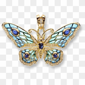 Nicole Barr Designs 18 Karat Gold Butterfly Necklace-blue - Necklace, HD Png Download - blue diamonds png