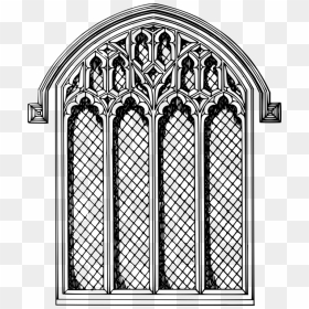 Rectangle,medieval Architecture,symmetry - Church Stained Glass Window Line Drawing Png, Transparent Png - arch window png