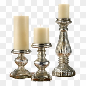 Transparent Velas Png - Antique Gold Pillar Candle Holders, Png Download - velas png