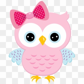 Light Pink Owl With Bow - Cute Baby Owl Cartoon, HD Png Download - pink owl png