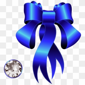 Blue Decorative Bow With Diamond Png Clipart - Background Ribbon Invitation Card, Transparent Png - blue diamonds png