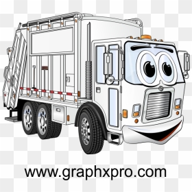 White Garbage Truck Cartoon - Camión De Basura Dibujo, HD Png Download - garbage truck png