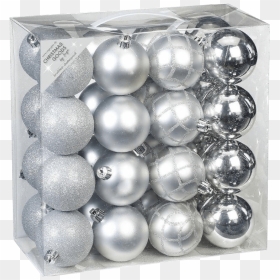 Christmas Bauble Set Made Of Plastic 32 Pieces Silver - Christmas Ornament, HD Png Download - silver christmas ornament png