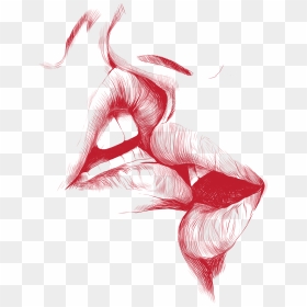 Two Lips Kissing Drawing , Png Download - Couple Kissing Sketch, Transparent Png - kissing lips png