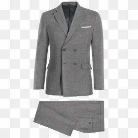 Grey Rustic Linen Double Breasted Suit With A Pocket - Brown Peak Lapel Double Breasted Suit, HD Png Download - business suit png