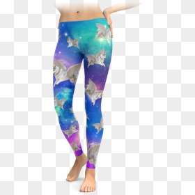 Interstellar Flying Unicorn Husky Leggings - Leggings, HD Png Download - flying unicorn png