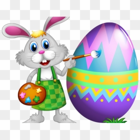 Easter Basket Bunny Png Transparent Images - Easter Bunny Painting Eggs, Png Download - easter egg basket png