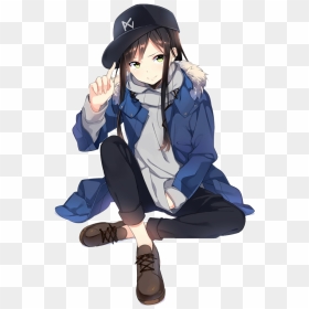 Download The Most Awesome Images On The Internet Anime - Anime Girl In Hat, HD Png Download - anime girl sitting png