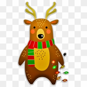 Christmas Deer With Garland Clipart - Christmas Day, HD Png Download - christmas deer png