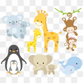 Vector Infant Giraffe Animal Illustration Free Transparent - Mother And Baby Animal Clipart, HD Png Download - giraffe cartoon png