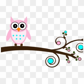Pink And Aqua Owl On Branch Clip Art At Clkercom Vector - Transparent Clip Art Tree Branches Png, Png Download - pink owl png