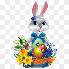 Transparent Easter Bunny Easter Basket Food For Easter - Easter Bunny Happy Easter, HD Png Download - easter egg basket png