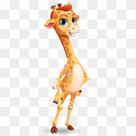 Cute Giraffe Cartoon Vector Character - Cute Giraffe Cartoon Character, HD Png Download - giraffe cartoon png