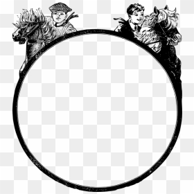 Boys Riding Horses Circle Frame Vector Clip Art - Logo Lingkaran Vektor, HD Png Download - white circle frame png