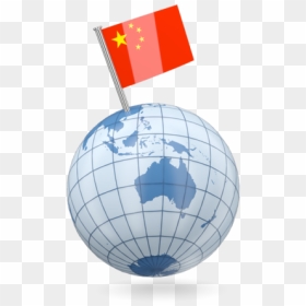Earth With Flag Pin - Flag On The Globe China, HD Png Download - flag globe png