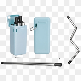 Collapsible Metal Straw With Case, HD Png Download - drinking straw png