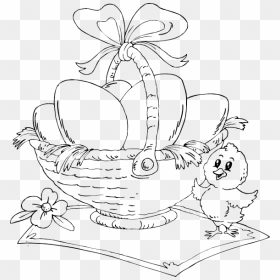 Easter Eggs In A Basket Coloring Pages, HD Png Download - easter egg basket png