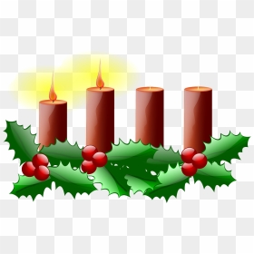 Four Red Candles On A Bed Of Holly, Two Of Which Are - Second Sunday Of Advent Clipart, HD Png Download - red candle png