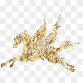 Mythical Creature,gold,fictional Character, HD Png Download - flying unicorn png