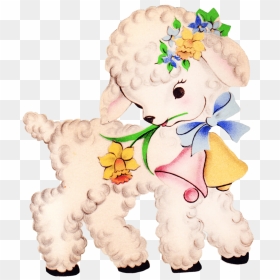 Little Jesus And Lamb Clipart - Vintage Baby Lamb Clipart, HD Png Download - lamb clipart png