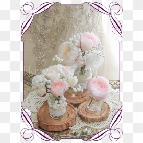Blush Pink Peony Rustic Style Silk Artificial Table - Wedding Table Decoration Peonies, HD Png Download - babys breath png
