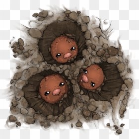 Dugtrio Used Dig By Scowlingelf, HD Png Download - dugtrio png