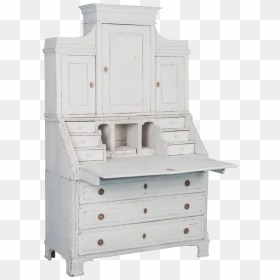 Graceful Swedish Antique Secretary With White Chalk - Dresser, HD Png Download - white chalk png