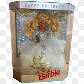 Transparent Barbie Silhouette Png - Holiday Barbie With Silver Dress, Png Download - barbie silhouette png