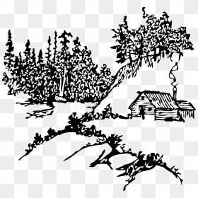 Cabin In The Woods Outline, HD Png Download - outdoors png