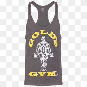 Golds Gym Stringer Joe Premium Vest - Golds Gym Stringer Grey, HD Png Download - gold's gym logo png